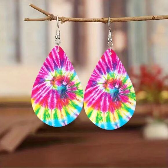 Fun Pastel Boho Tie Dyed Earrings NWT - Picture 1 of 3